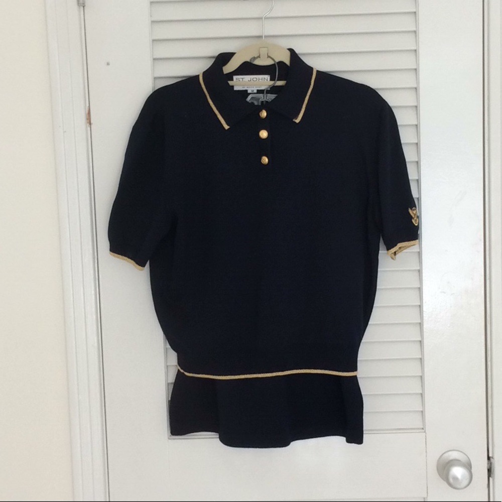 St. John navy knit skirt and top